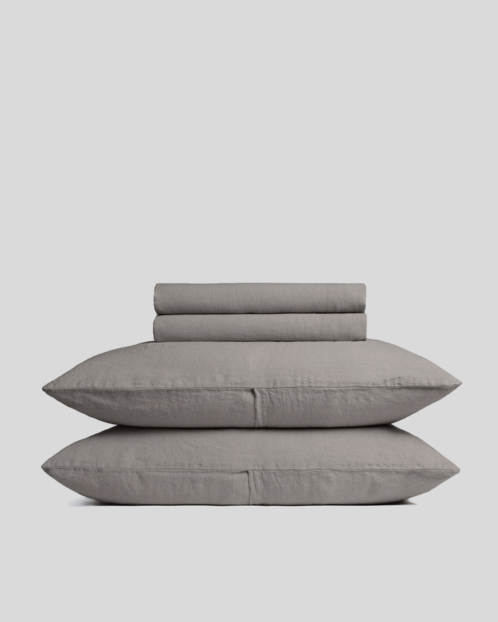 Linen Sheet Set - Pebble F/Q