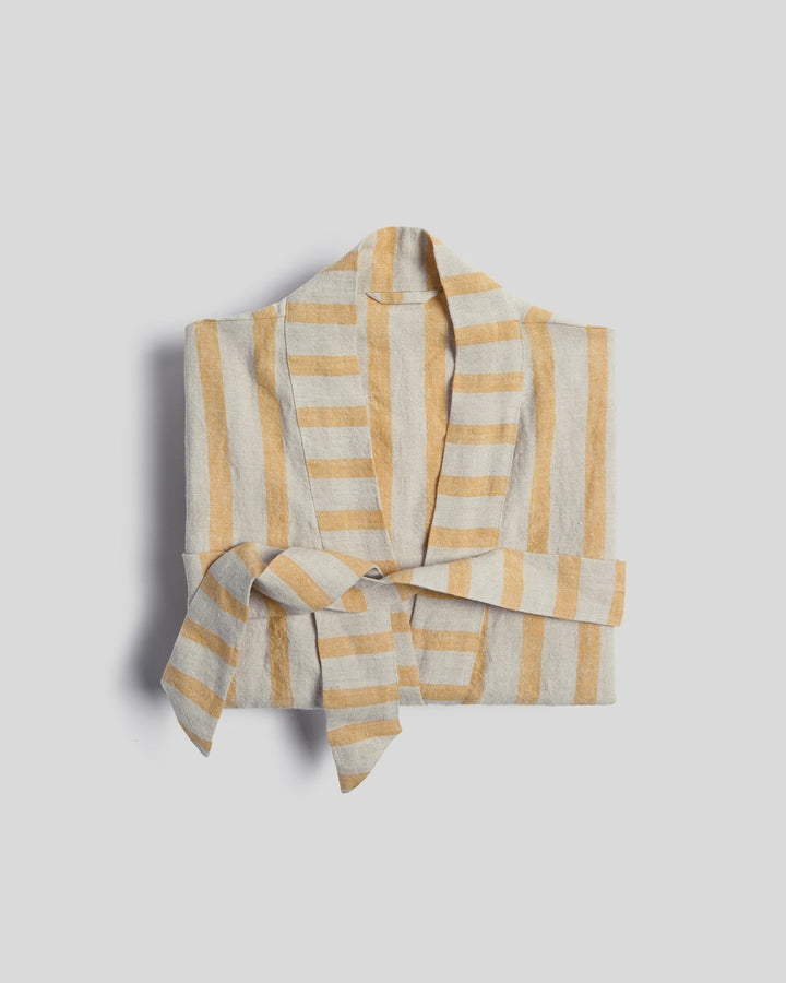 Linen Stripe Robe (Natural and Yellow)