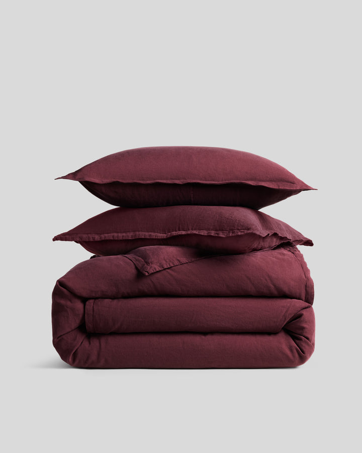 Linen Tencel Duvet Cover Set - Garnet F/Q