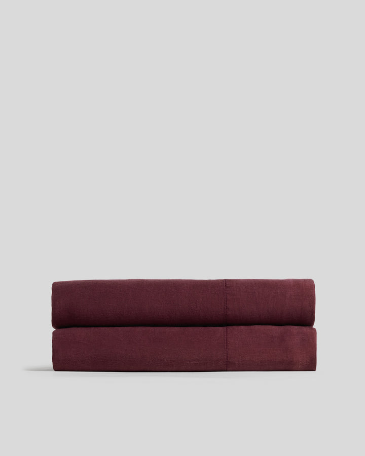 Linen Tencel Fitted Sheet (Garnet)