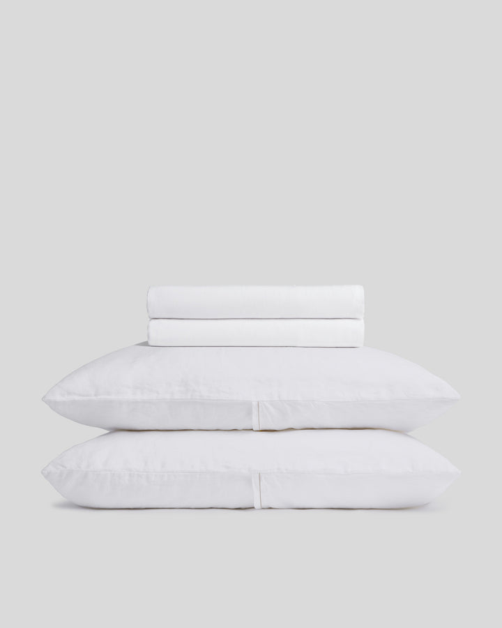 Linen Tencel Sheet Set - White K/CK