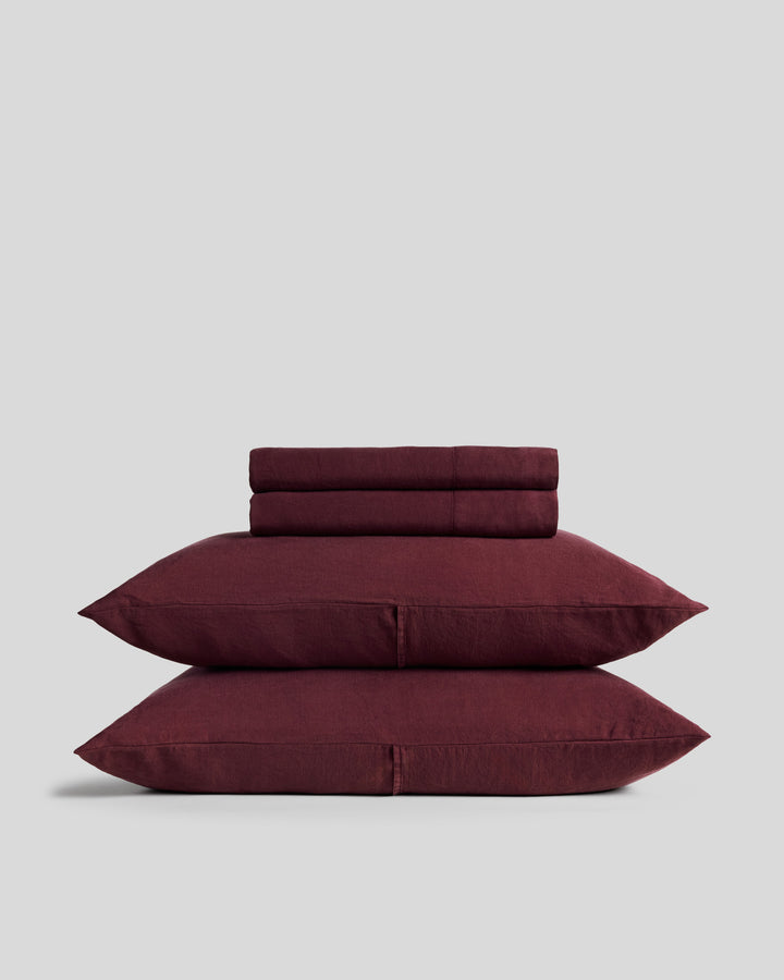 Linen Tencel Sheet Set - Garnet F/Q