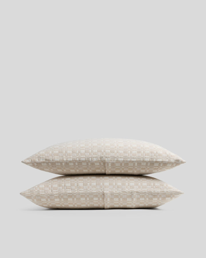 Modern Check Jacquard Sham Set (Cream and Bone)