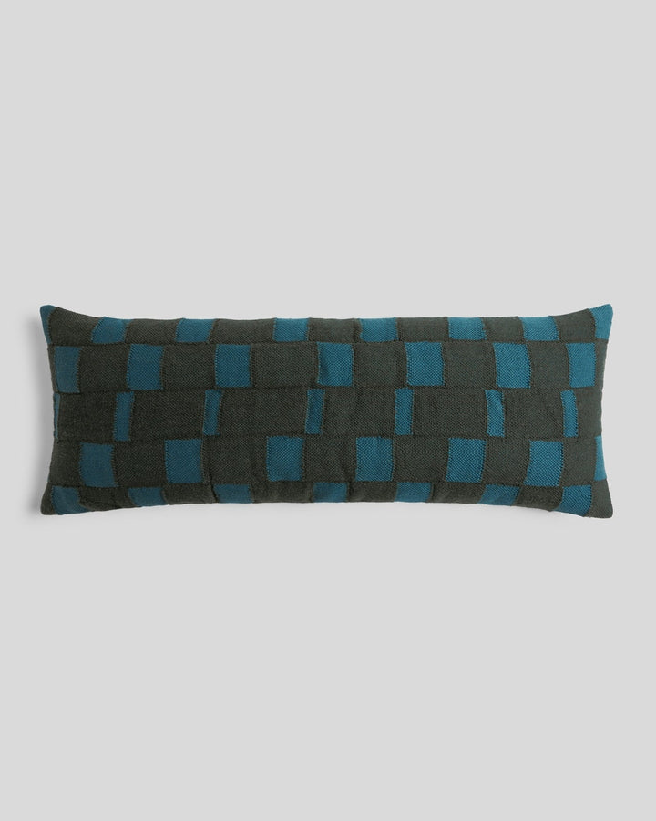 Modern Wool Lumbar Pillow Cover (Evergreen and Peacock)