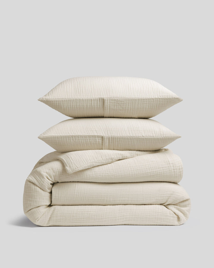 Organic Cloud Cotton Duvet Cover Set - FINAL SALE (Butter)