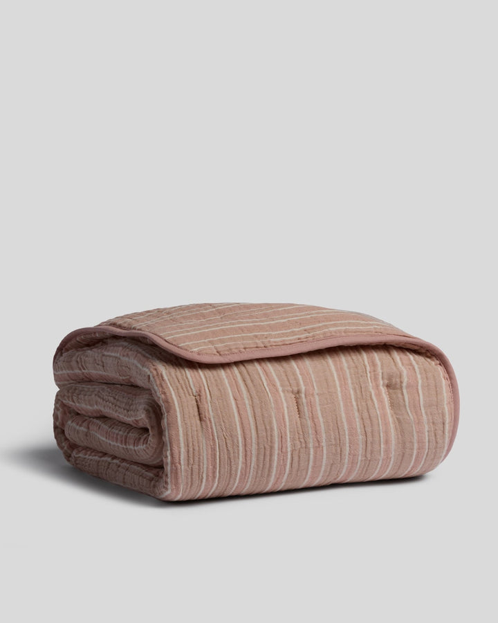 Organic Cloud Cotton Stripe Toddler Quilt (Adobe and Clay)