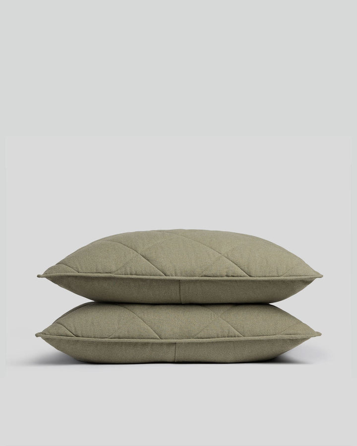 Flannel Quilted Shams - FINAL SALE (Thyme)