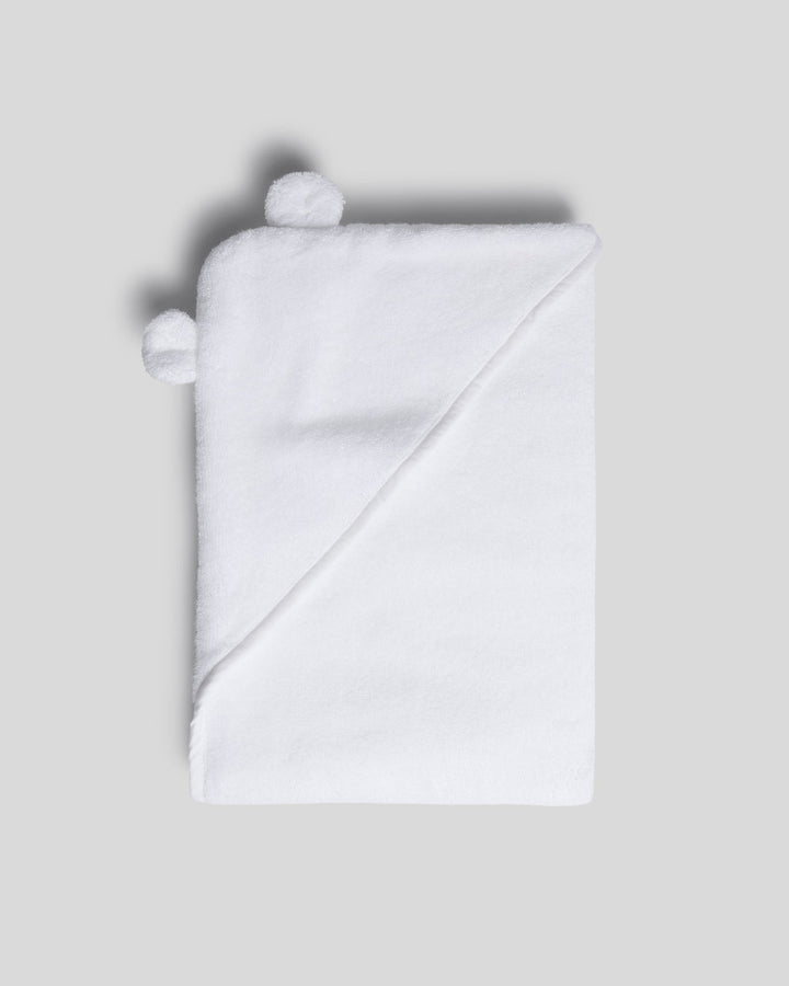 Organic Hooded Baby Towel with Ears (White)