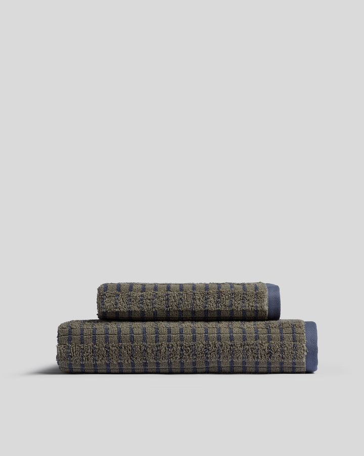 Organic Ladder Stripe Towels - FINAL SALE (Moss and Dusk)