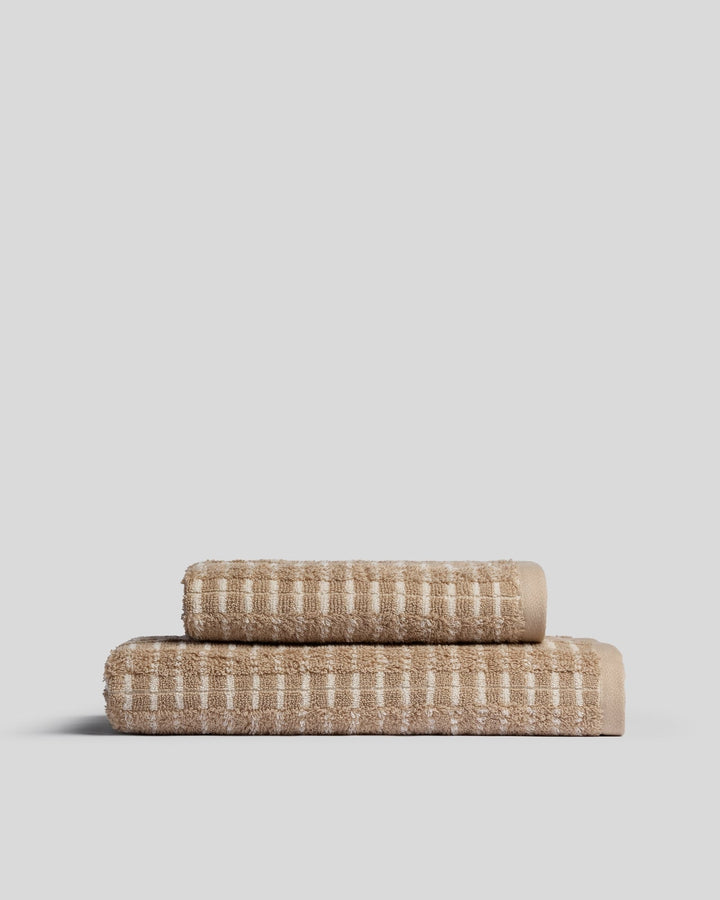 Organic Ladder Stripe Towels - FINAL SALE (Toast and Natural)