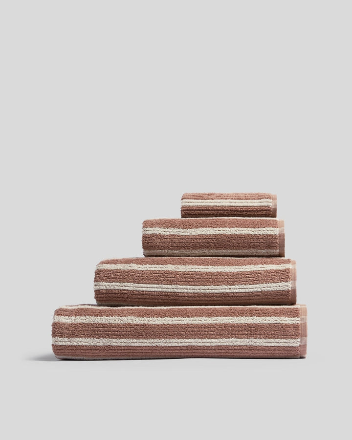 Organic Resort Stripe Towels (Adobe with Butter)