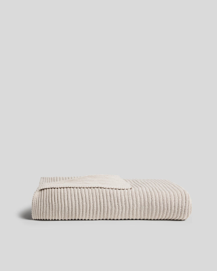 Organic Rib Knit Throw (Bone)