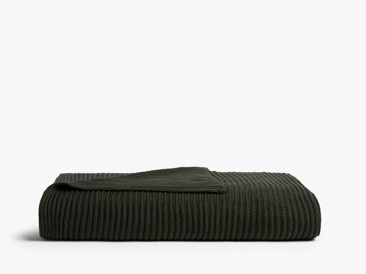 Organic Rib Knit Throw (Evergreen)