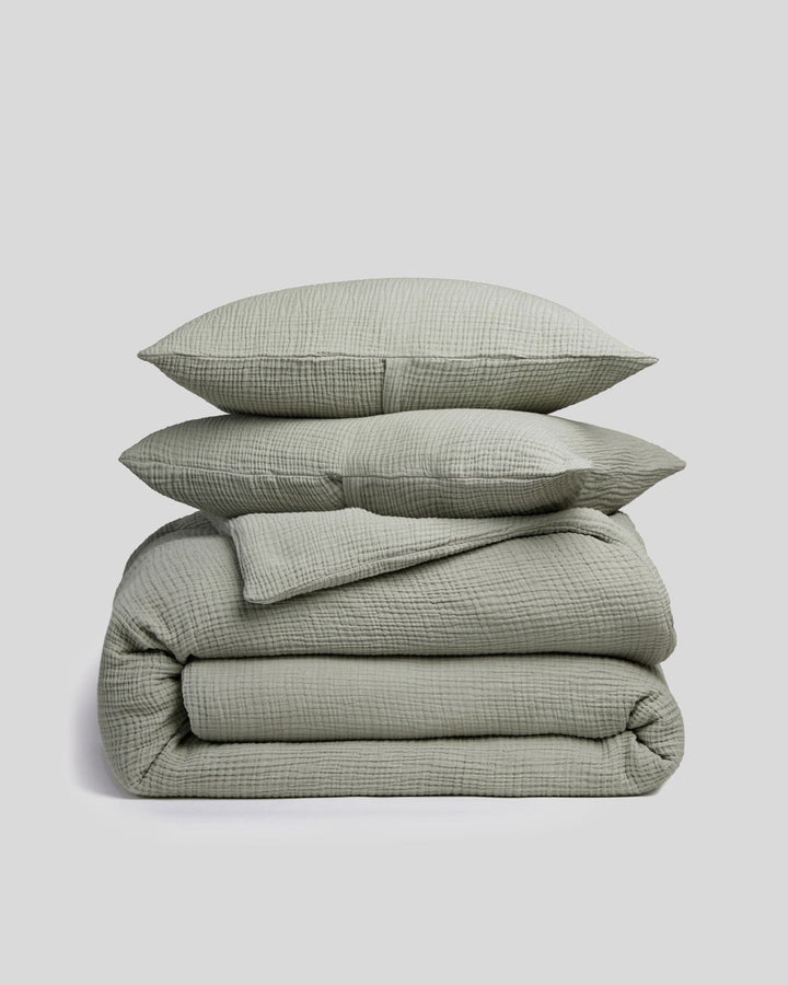 Organic Cloud Cotton Duvet Cover Set - FINAL SALE (Moss)