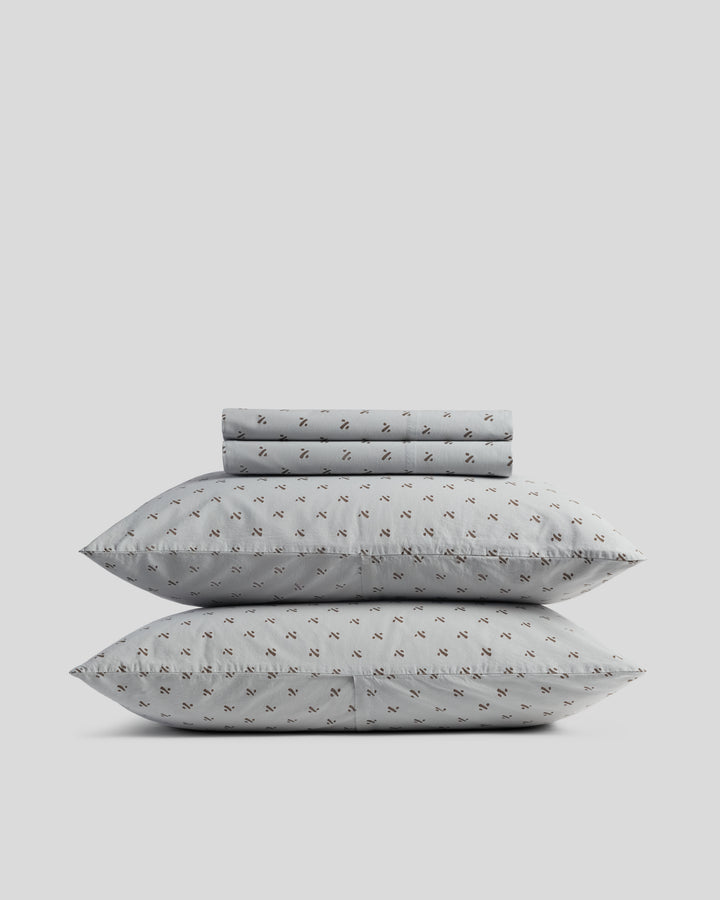 Overdyed Vintage Print Sheet Set - F/Q Sky