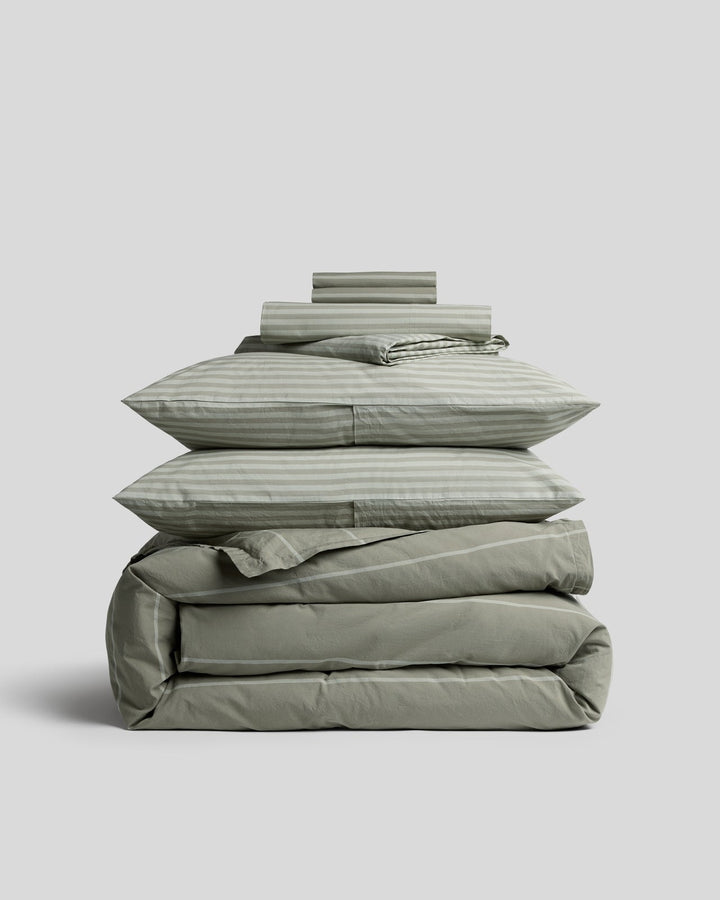Percale Bundle - Moss Stripe K/CK
