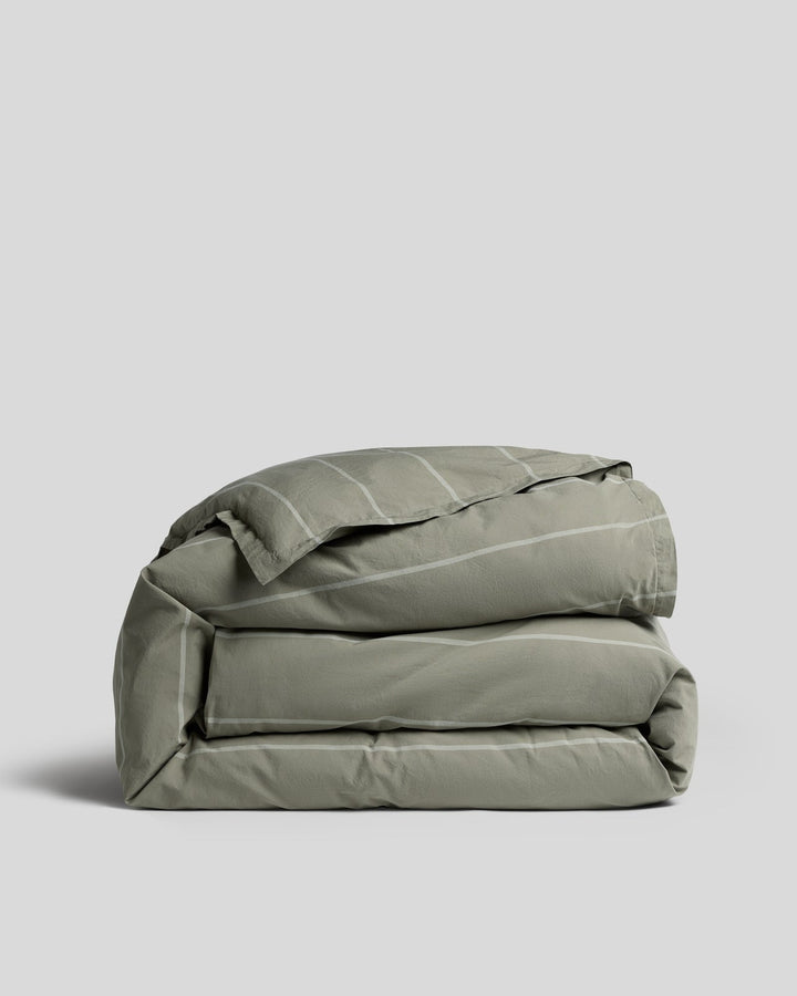 Percale Duvet Cover (Moss Stripe)