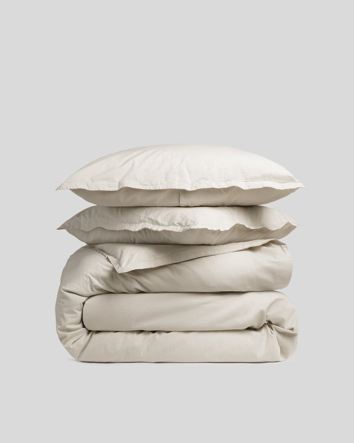 Percale Duvet Cover Set - Bone F/Q