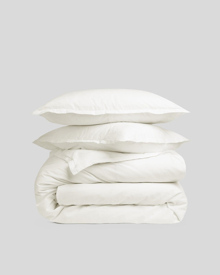 Percale Duvet Cover Set - Cream F/Q