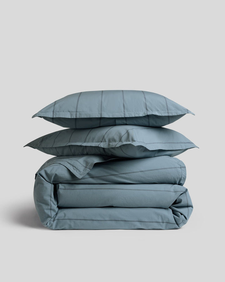 Percale Duvet Cover Set - Dusk Stripe K/CK