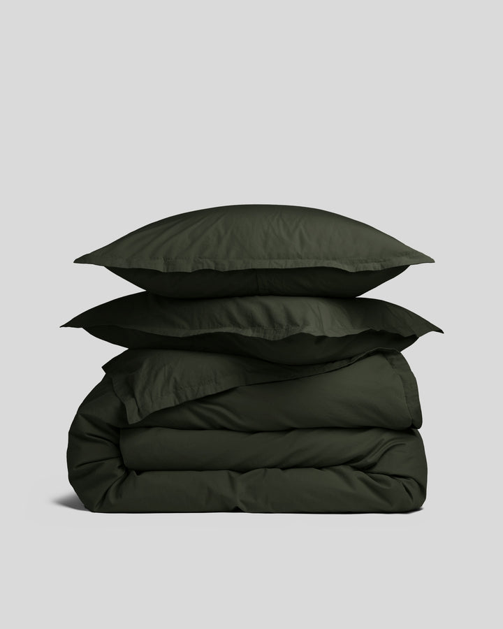 Percale Duvet Cover Set - Evergreen F/Q
