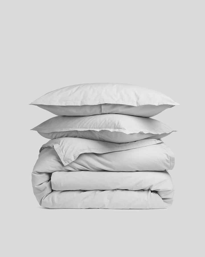 Percale Duvet Cover Set - Light Grey K/CK