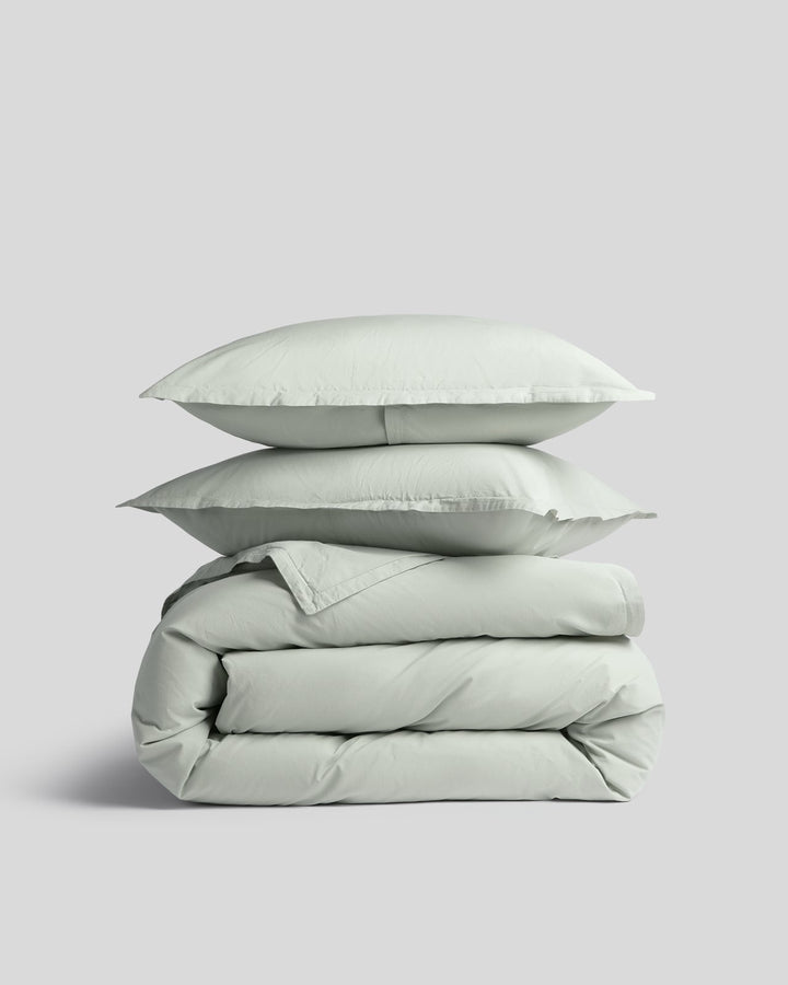 Percale Duvet Cover Set - Sage F/Q