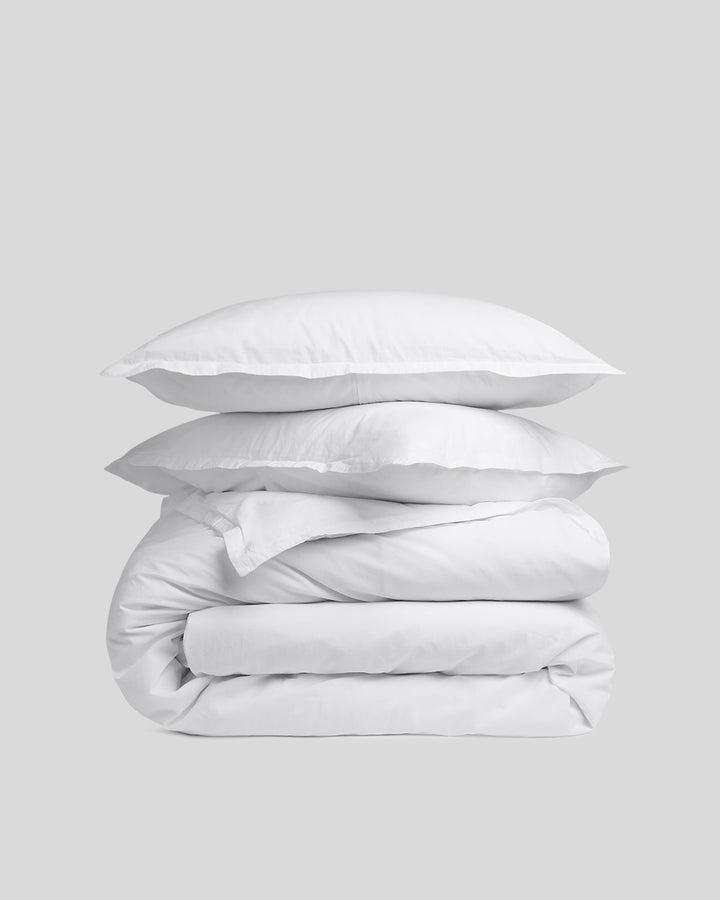 Percale Duvet Cover Set - White K/CK