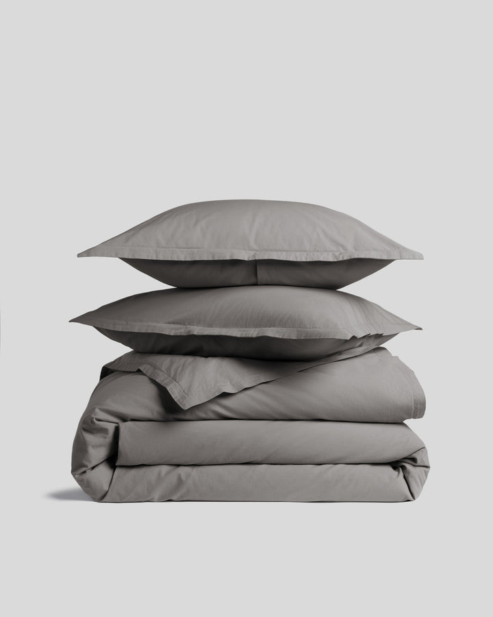 Percale Duvet Cover Set - Pebble K/CK
