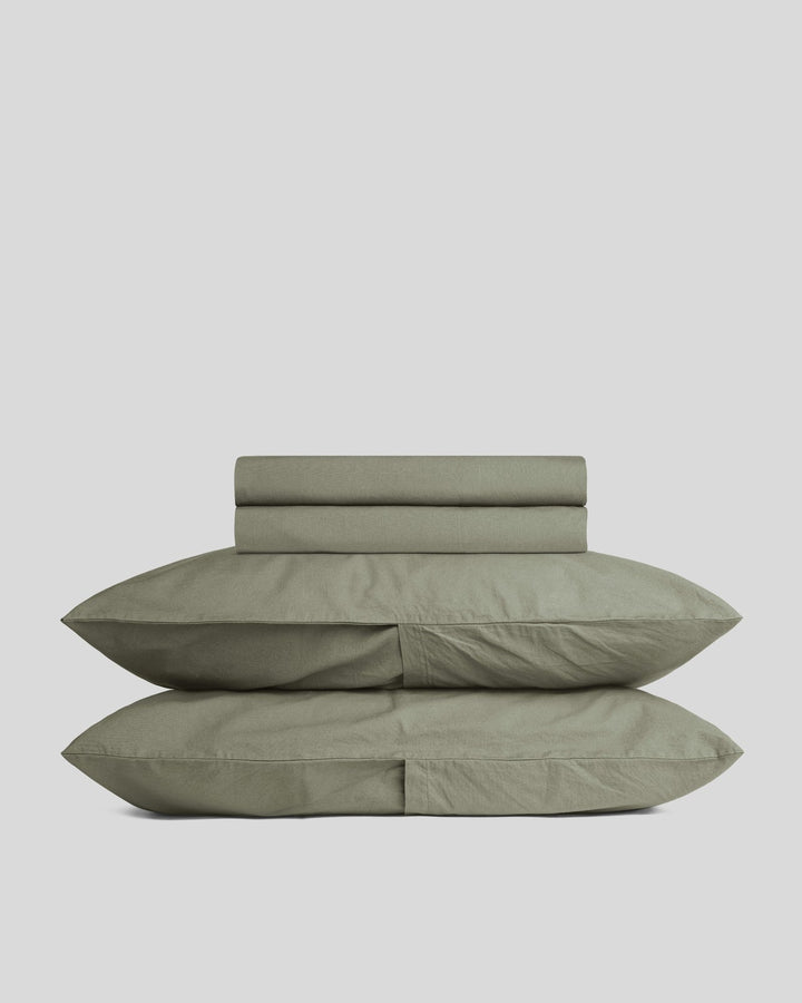 Percale Sheet Set - Moss F/Q