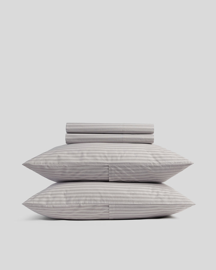 Percale Sheet Set - Pebble Stripe F/Q