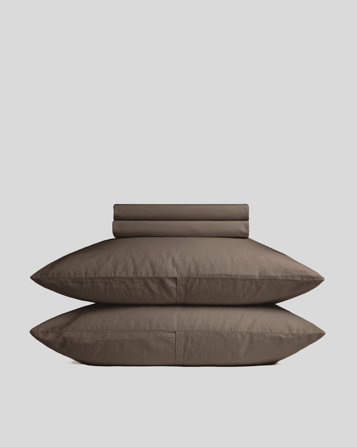Percale Sheet Set - Warm Grey F/Q