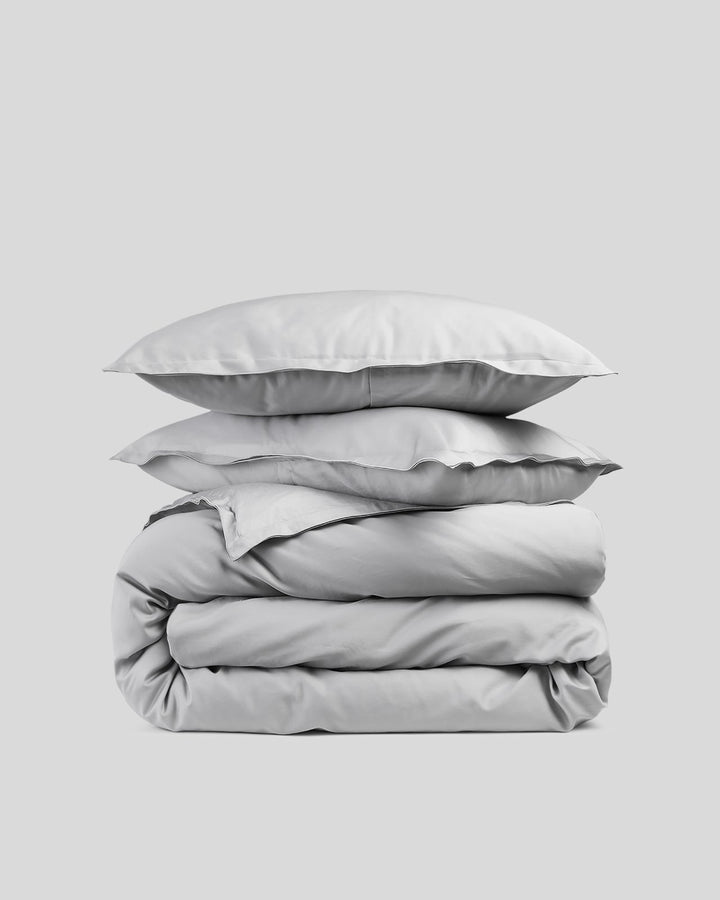 Sateen Duvet Cover Set - Light Grey F/Q