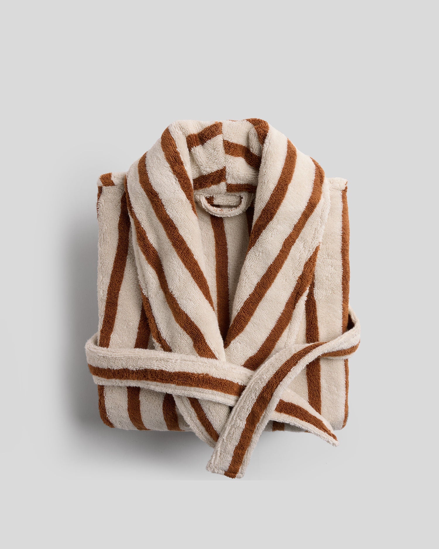 Terry Stripe Robe (Bone and Tobacco)