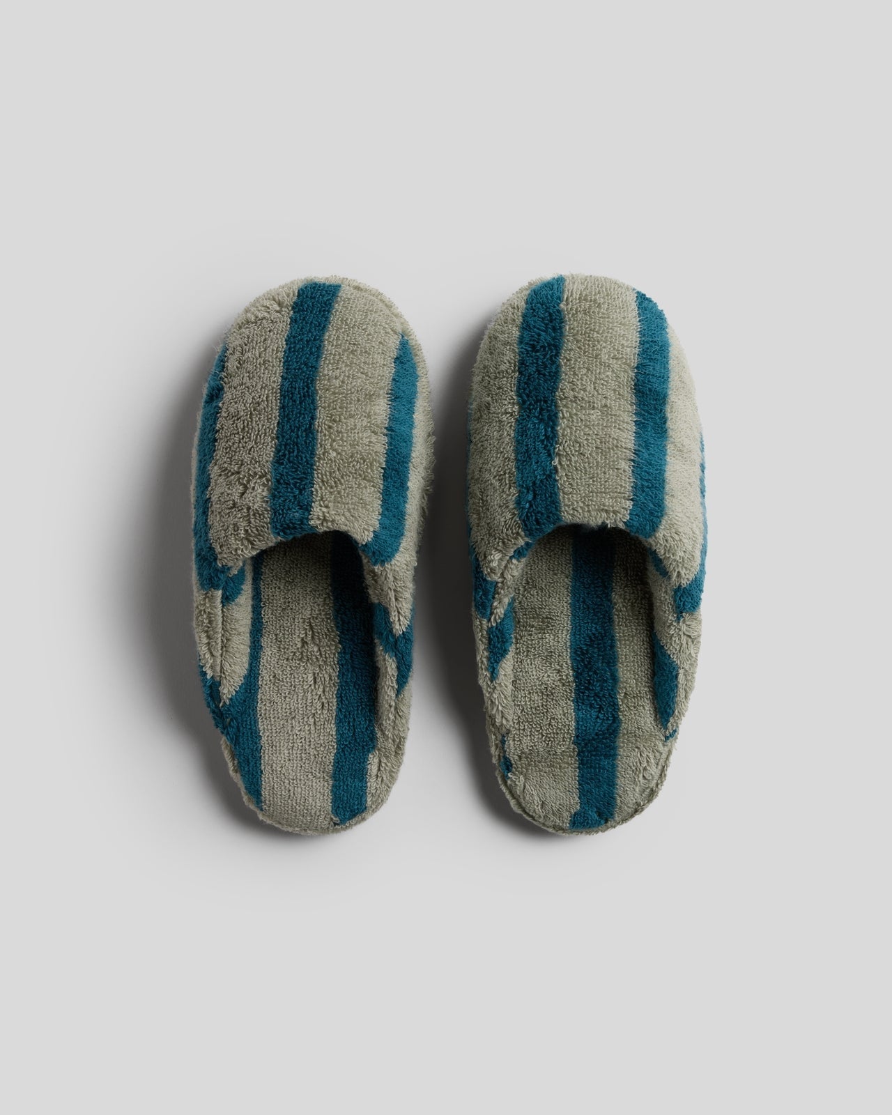 Terry Stripe Slippers (Moss and Peacock)