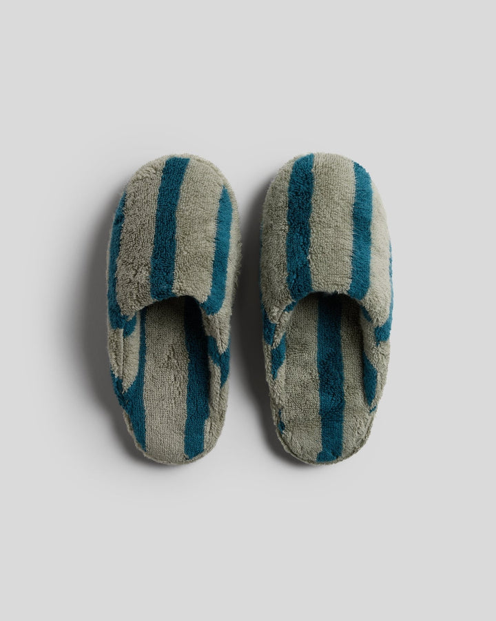 Terry Stripe Slippers (Moss and Peacock)