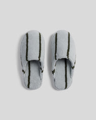 Turkish Cotton Stripe Slippers (Sky with Evergreen)